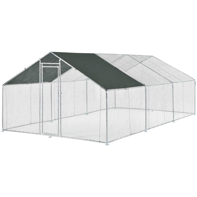 foto del prodotto gabbia voliera per animali da esterno con serratura, struttura in acciaio zincato 3 x 6 x 2 m argento verde scuro