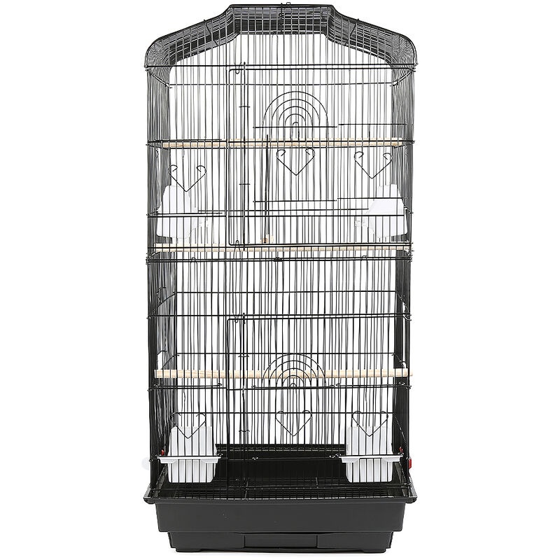 foto del prodotto gabbia voliera per uccelli pappagalli in metallo e legno con piedistallo carrello 46 x 36 x 93cm nera haloyo