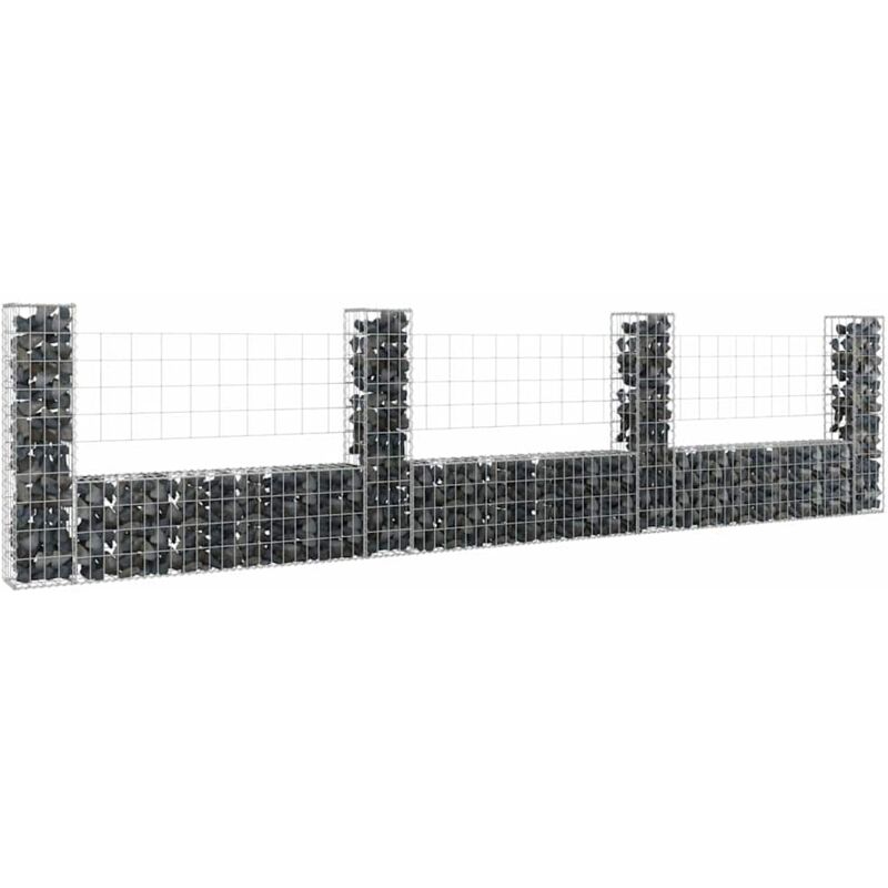 foto del prodotto gabbione a u con 4 pali in ferro da giardino disponibili varie misure dimensioni 380 x 20 x 100 cm