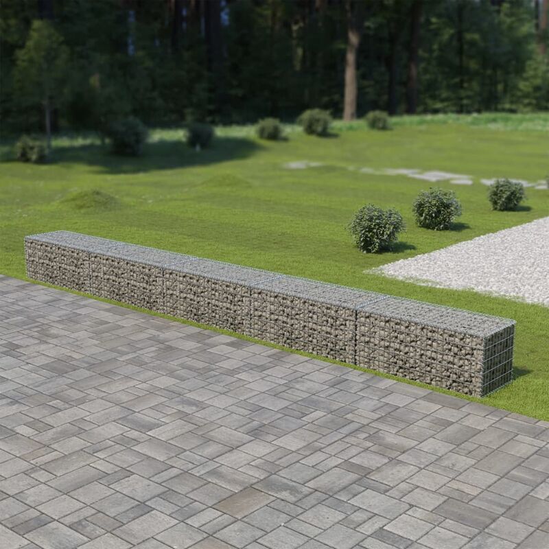 foto del prodotto gabbione con copertura in acciaio zincato argento varie dimensioni dimensioni : 600x50x50 cm