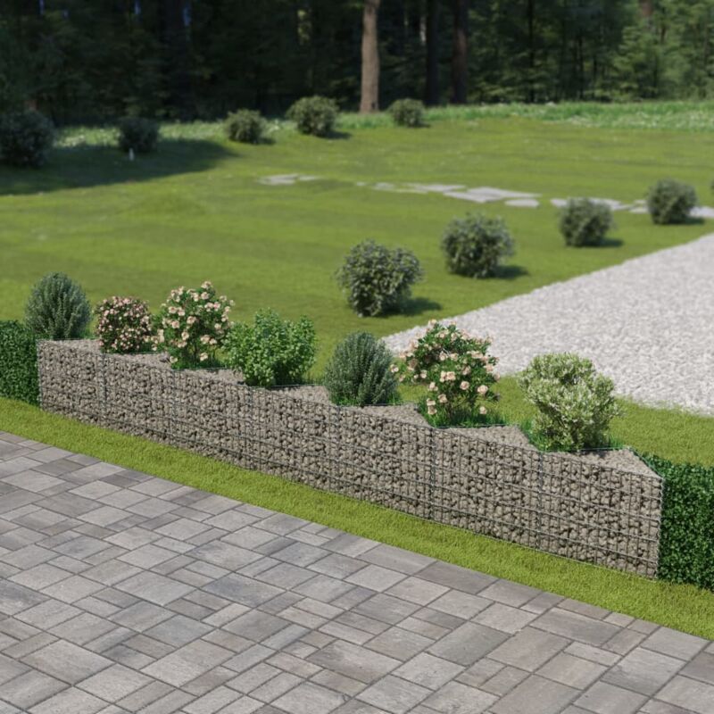 foto del prodotto gabbione in acciaio zincato da giardino argento varie dimensioni dimensioni 450x30x50 cm