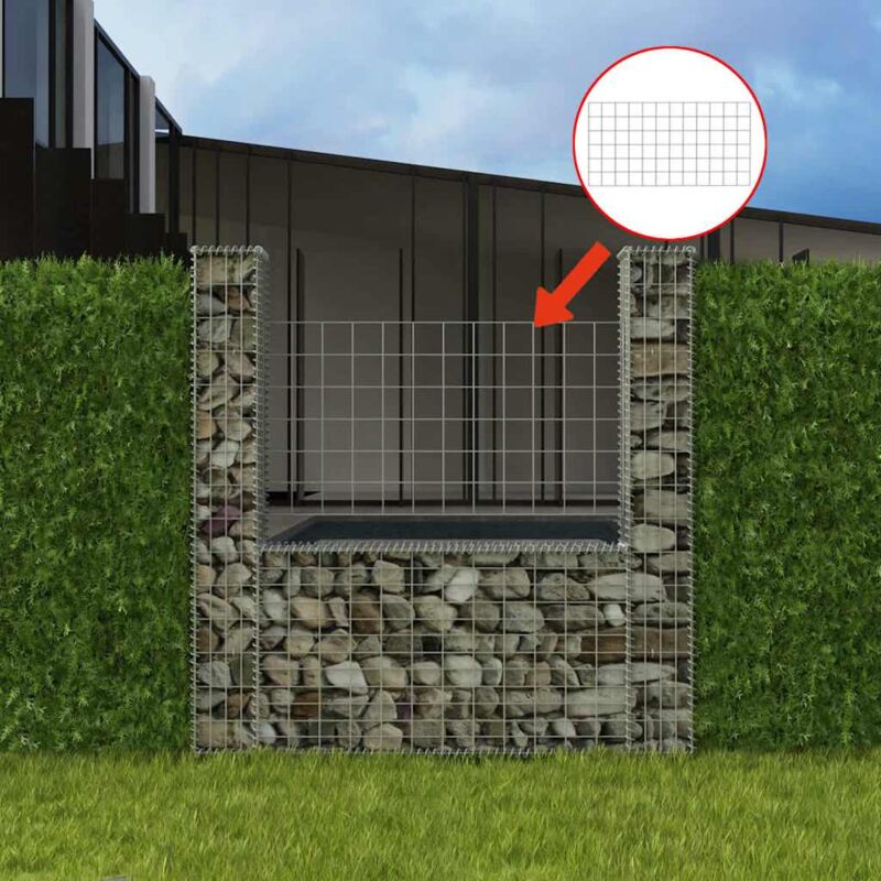 foto del prodotto gabbione in rete ad u in acciaio zincato argento giardino varie dimensioni dimensioni 160x20x150 cm