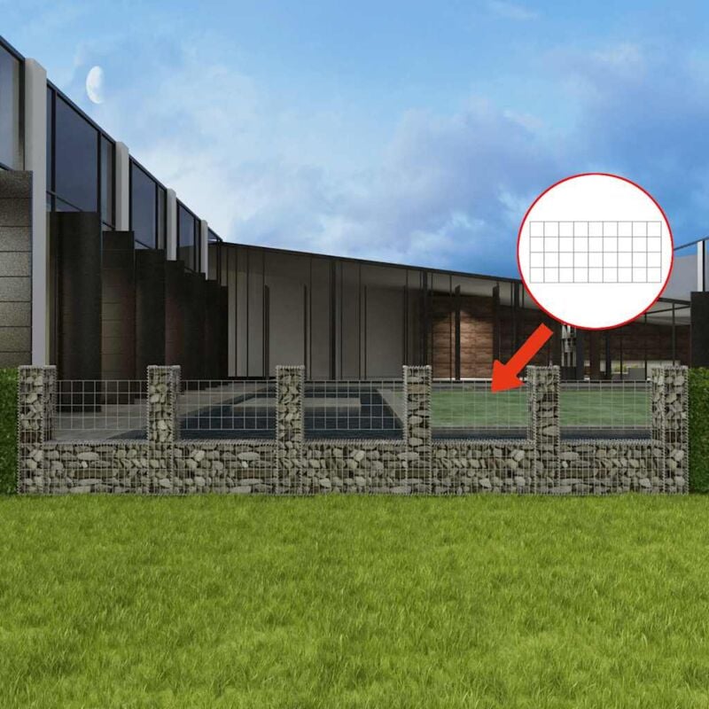 foto del prodotto gabbione in rete ad u in acciaio zincato argento giardino varie dimensioni dimensioni 570x20x100 cm