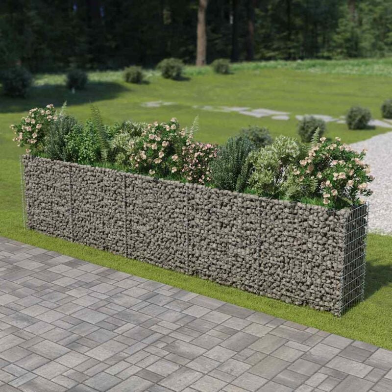 foto del prodotto gabbione letto rialzato in acciaio zincato argento resistente varie dimensioni dimensioni 450x50x100 cm
