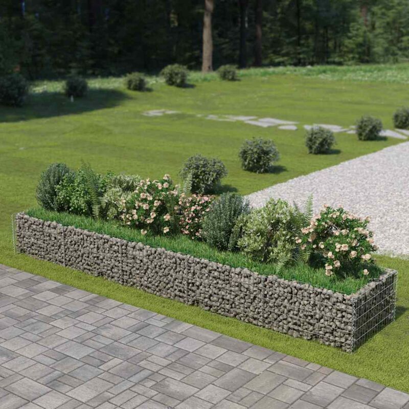 foto del prodotto gabbione letto rialzato in acciaio zincato argento resistente varie dimensioni dimensioni 450x90x50 cm