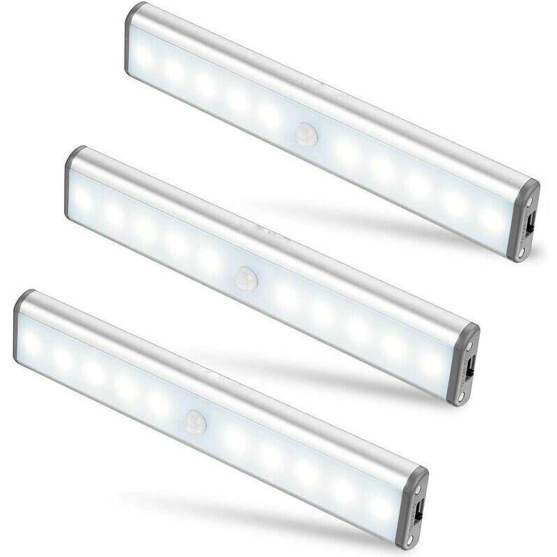 foto del prodotto gabrielle set di 3 luci da 10 led, senza fili, ricaricabili tramite usb, magnetiche, con sensore di movimento, 2 modalit di illuminazione,