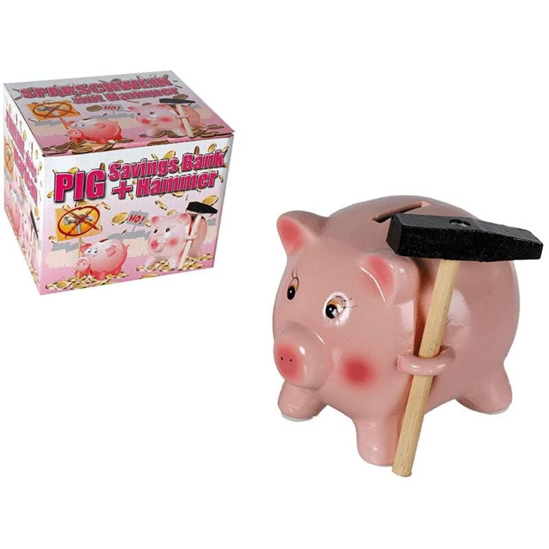 foto del prodotto gadget and gifts out of the blue salvadanaio in ceramica a forma di maialino con martello