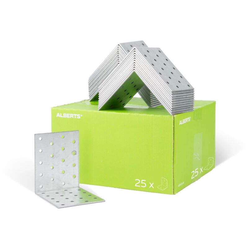foto del prodotto gah alberts 332068 squadretta di giunzione angolare multiforo, acciaio, 100 x 100 x 80 mm 25 pz