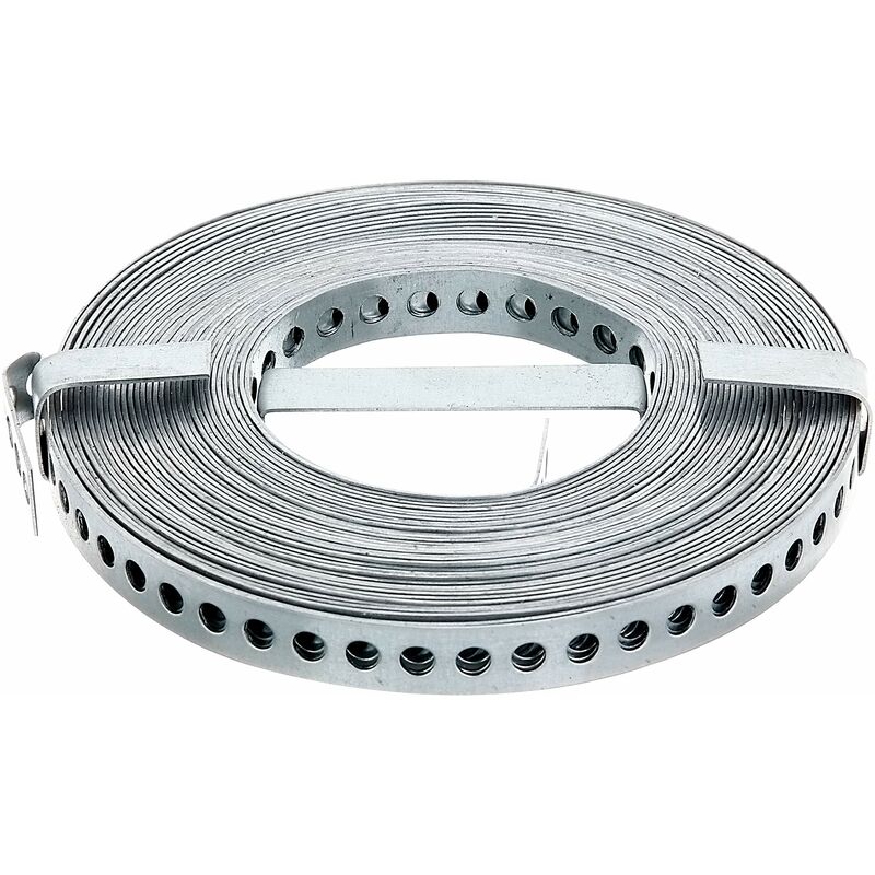 foto del prodotto gah alberts 334130 nastro forato, con o senza box di srotolamento, zincato con procedimento sendzimir, larghezza 12 mm, lunghezza 10 m