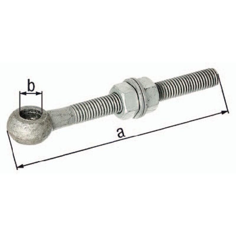 foto del prodotto gah alberts 417284 vite a occhiello con accessori, adatta a bandelle per cancelli, zincata a caldo, filettatura m20, lunghezza 150 mm