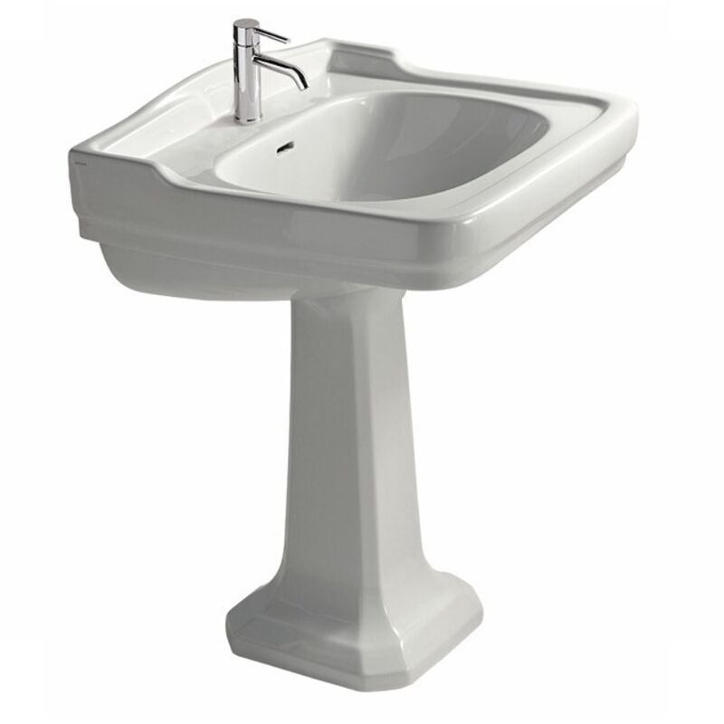 foto del prodotto galassia - lavabo ethos sospeso/su colonna cm. 71x58 monoforo bianco lucido