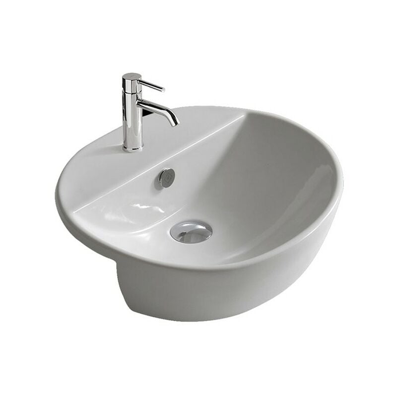 foto del prodotto galassia lavabo m2 semincasso cm. 50x43 in ceramica bianco lucido di