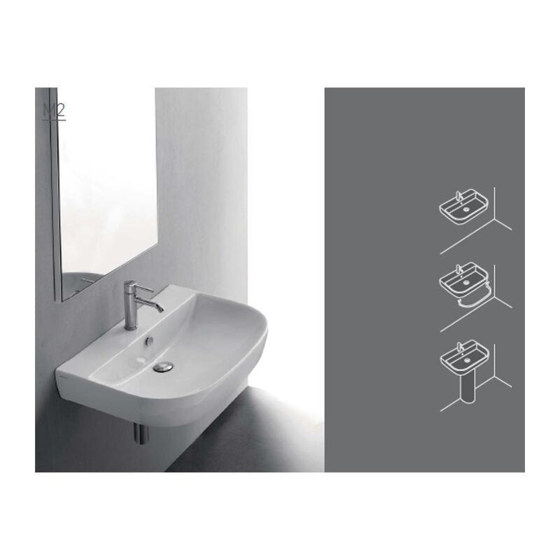 foto del prodotto galassia lavabo m2 sospeso su colonna cm. 60x48 semicircolare in ceramica