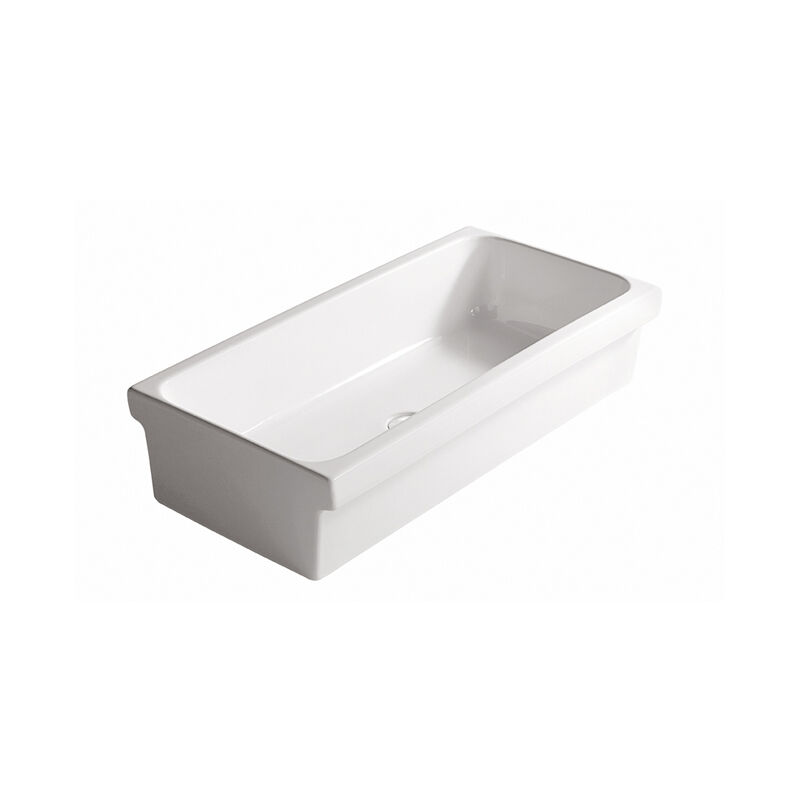 foto del prodotto galassia lavello a canale ninive cm. 90x45xh20 bianco lucido di ceramica