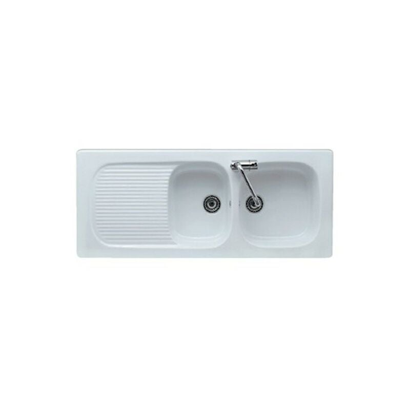 foto del prodotto galassia lavello cucina 2 vasche incasso 116x50 h2 in ceramica con