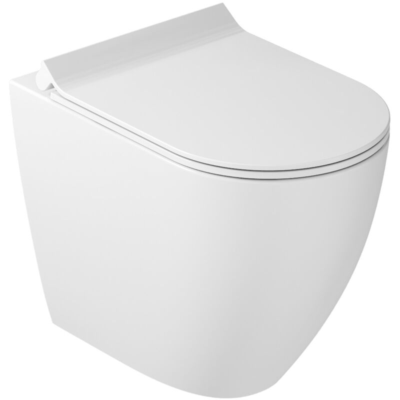 foto del prodotto galassia vaso wc filomuro a pavimento dream con scarico traslato bianco senza coprivaso e curve tecniche