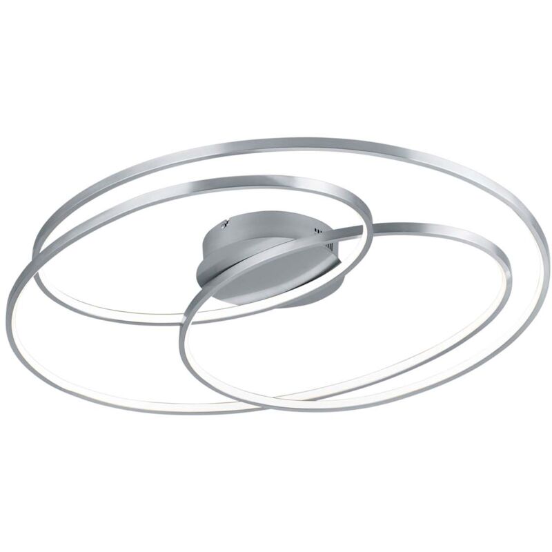 foto del prodotto gale plafoniera led grande acciaio satinato cerchi concentrici con regolazione intensita' con interruttore d.80cm