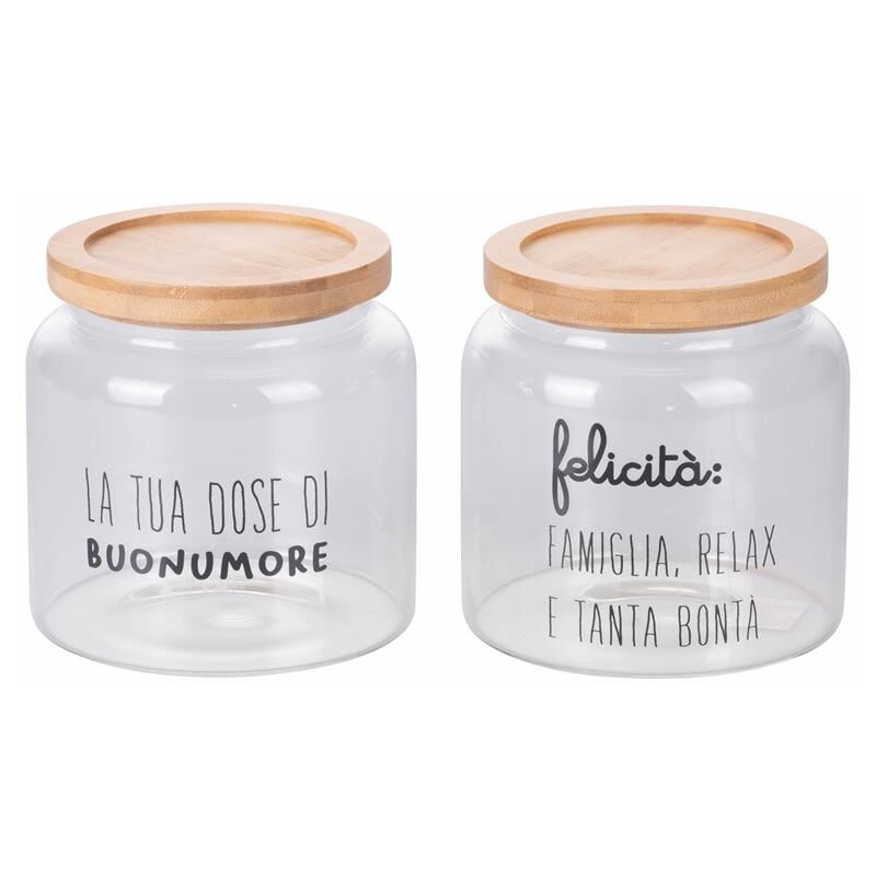 foto del prodotto galileo biscottiera motivy pensieriny in vetro borosilicato con scritta simpatica assortita
