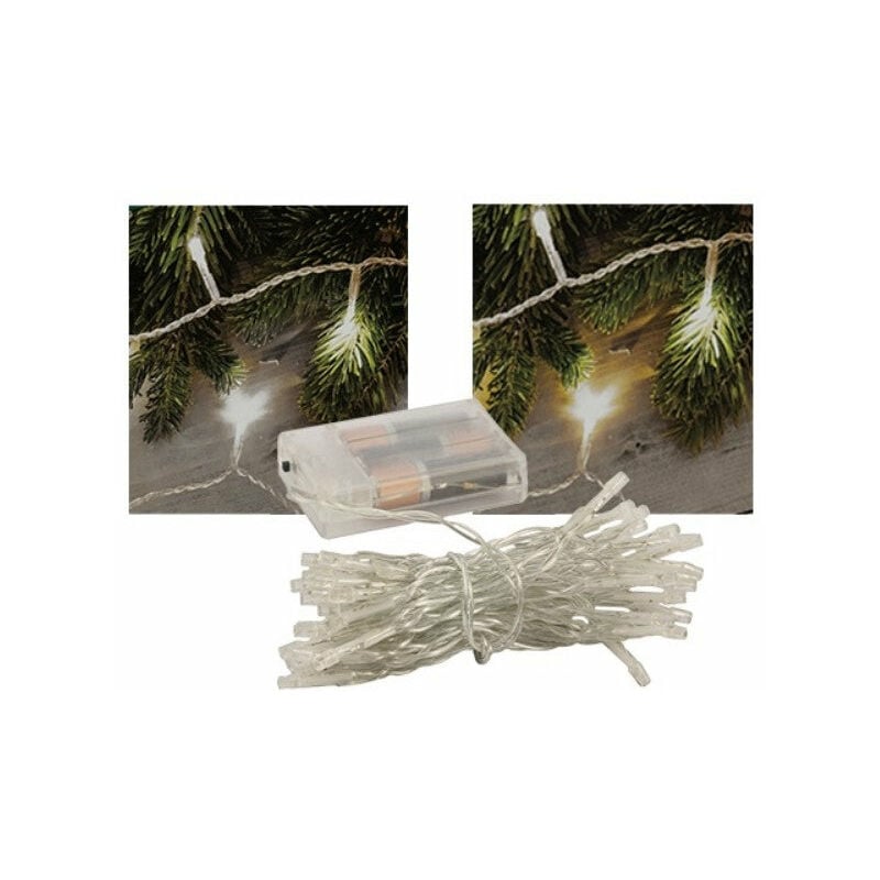foto del prodotto galileo catena serie luci led alimentazione a batteria per decorazioni e vetrine 100 led bianco cavo 7 mt