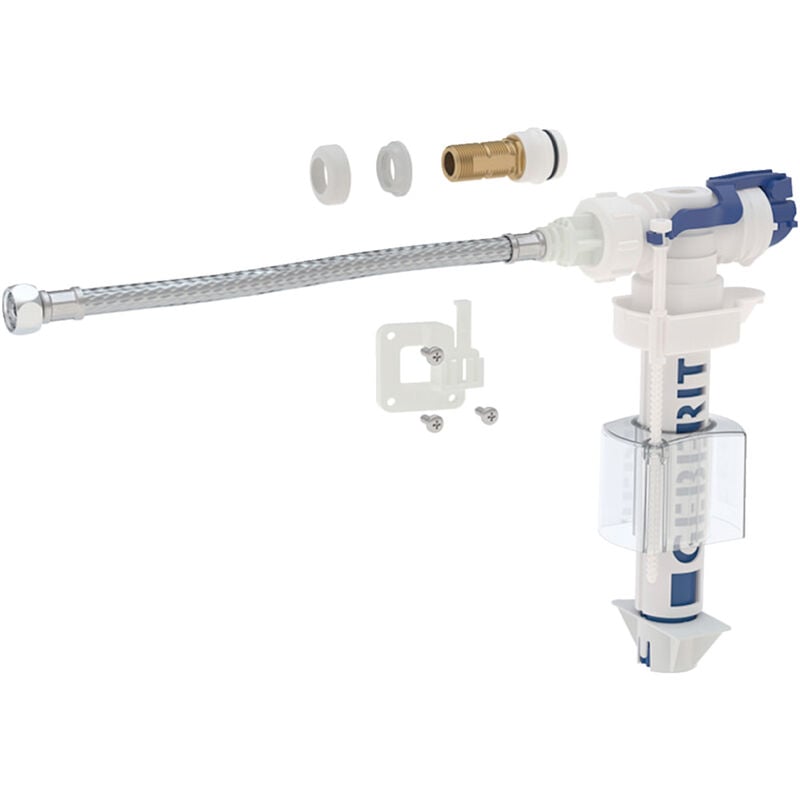 foto del prodotto galleggiante tipo 380 con flessibile 3 8' flessibile e supporto fissaggio geberit