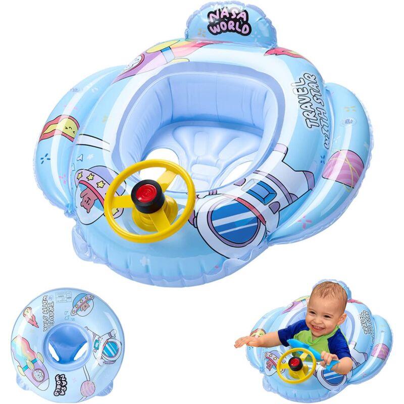 foto del prodotto galleggianti per bambini per piscina, sedile gonfiabile per piscina, barca galleggiante con sedile di sicurezza, boa per nuotare in pvc con cartoni