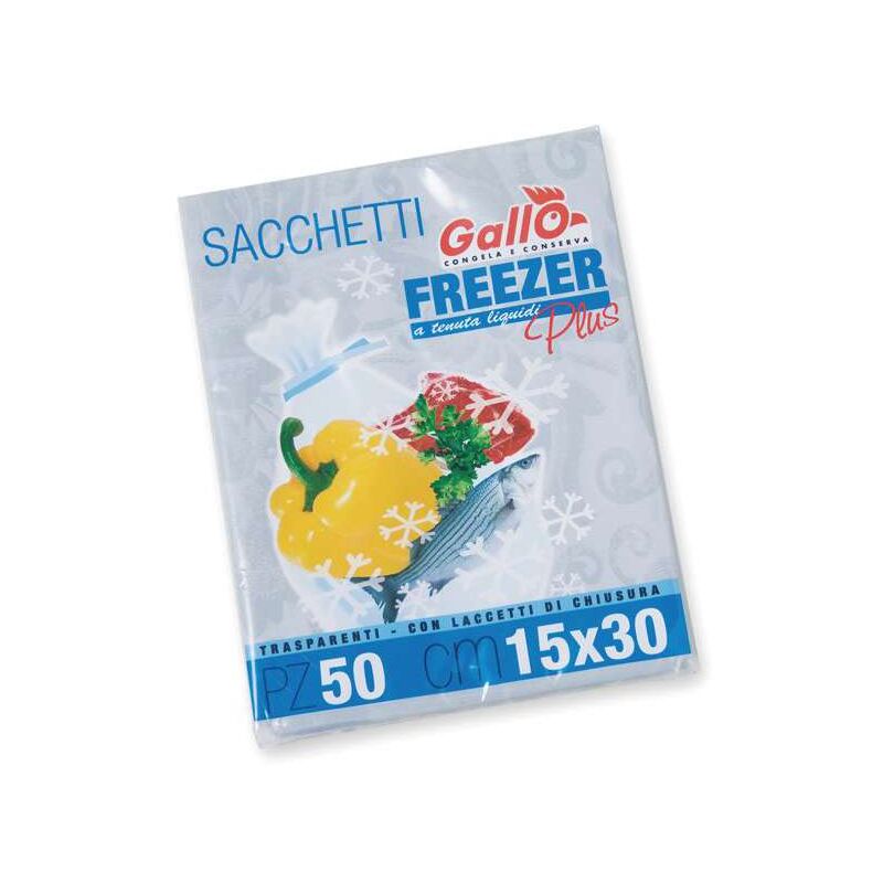 foto del prodotto gallo sacchetti freezer trasparenti 15x30 cm confezione 50 pz