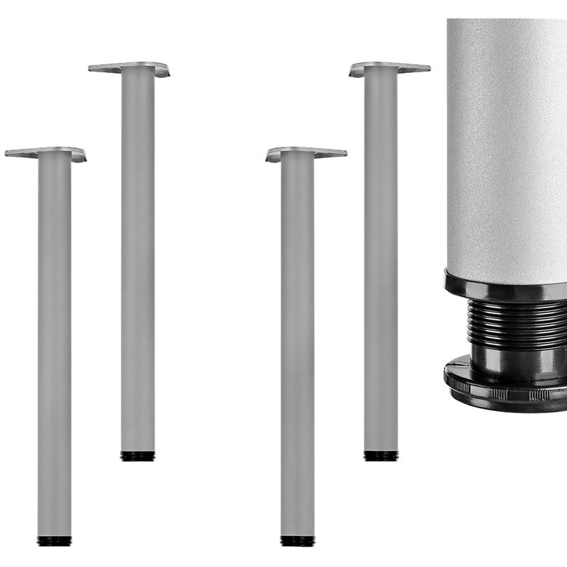 foto del prodotto gamba del tavolo piede del mobili piede d acciaio argento rotondo 60mm piede di supporto 4er set 710mm pin