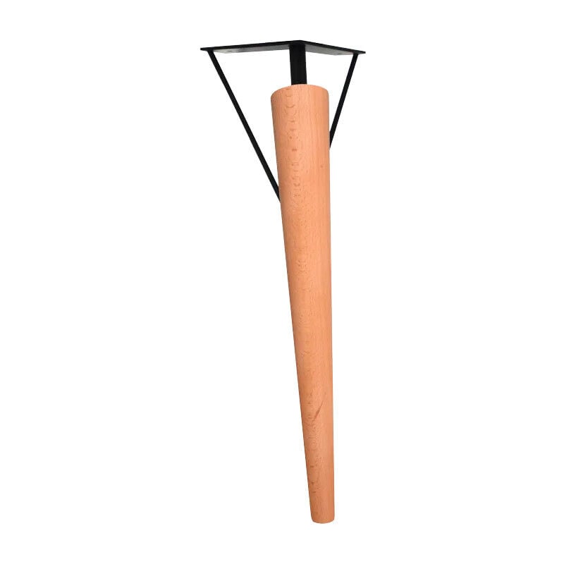 foto del prodotto gamba inclinata per tavolino charly , legno di faggio verniciato e acciaio nero, h 392 mm, p 50 mm