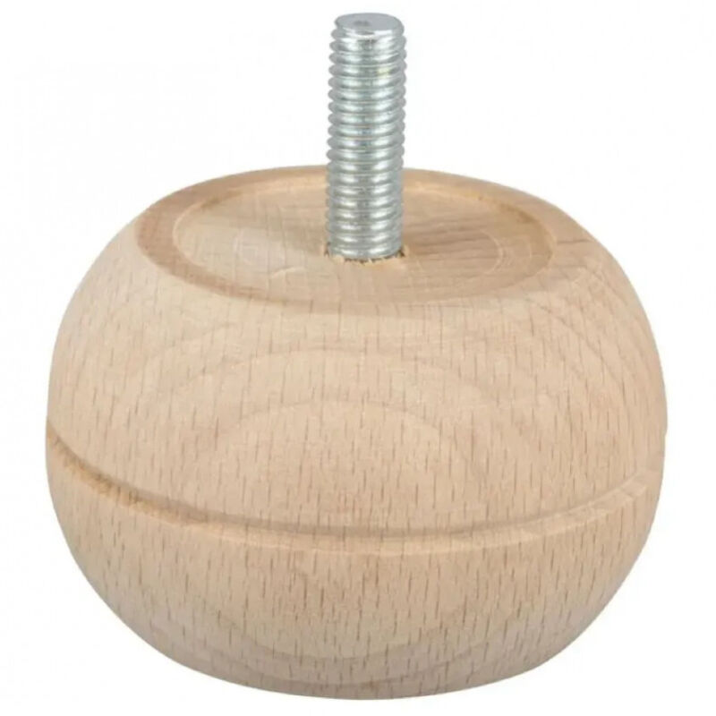 foto del prodotto gamba per mobili, sfera fissa m8 in pino grezzo, diametro 52mm x altezza 60mm.