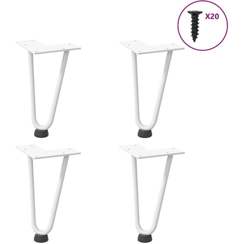 foto del prodotto gambe a forcina per tavolino 4 pz bianche 20 cm in acciaio massiccio vidaxl