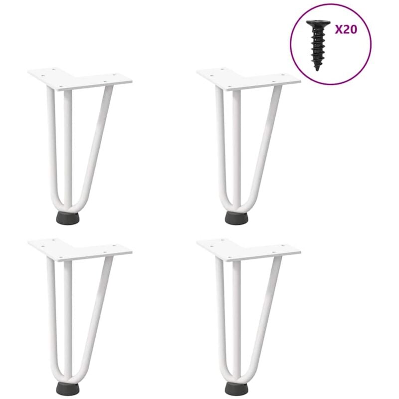 foto del prodotto gambe a forcina per tavolino 4 pz bianche 20 cm in acciaio massiccio vidaxl
