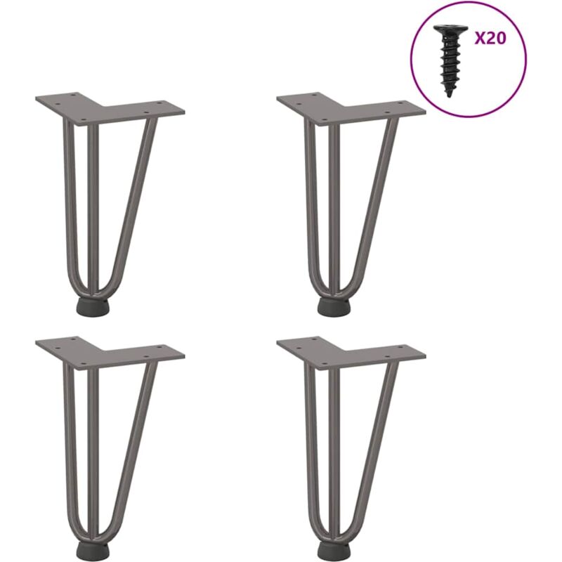 foto del prodotto gambe a forcina per tavolino 4 pz in acciaio naturale 20 cm in acciaio massiccio vidaxl