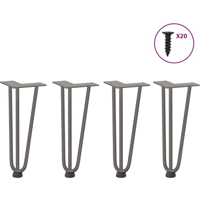 foto del prodotto gambe a forcina per tavolino 4 pz in acciaio naturale 30 cm in acciaio massiccio vidaxl
