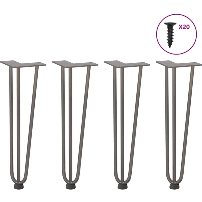 foto del prodotto gambe a forcina per tavolino 4 pz in acciaio naturale 42 cm in acciaio massiccio vidaxl
