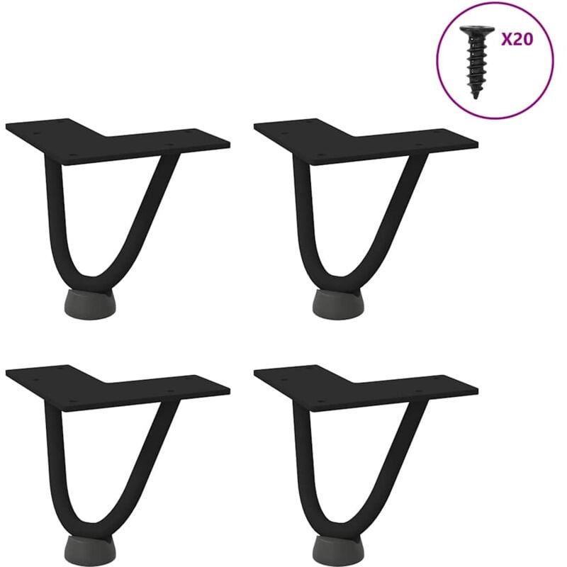 foto del prodotto gambe a forcina per tavolino da caffè 4 pz nere 10 cm in acciaio massiccio vidaxl