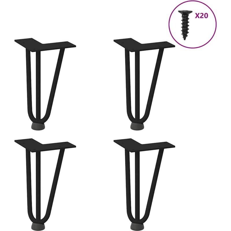 foto del prodotto gambe a forcina per tavolino da caff 4 pz nere 20 cm in acciaio massiccio vidaxl