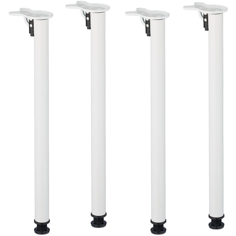 foto del prodotto gambe da tavolo in ferro, set 4 piedi pieghevoli per mobili, hxd 71 x 5 cm, struttura base tavolini, bianco relaxdays
