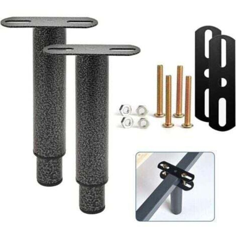 foto del prodotto gambe per letto, piedini per base letto, set di 2 gambe per letto in metallo regolabili, piedini per base letto in metallo per impieghi gravosi,