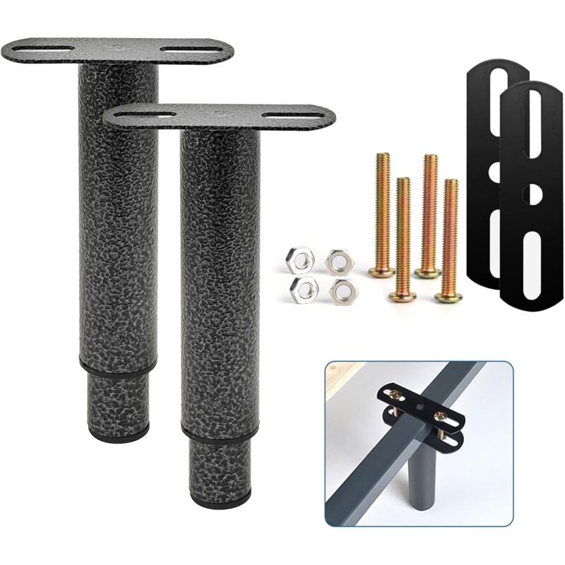 foto del prodotto gambe per letto, piedini per base letto, set di 2 gambe per letto in metallo regolabili, piedini per base letto, resistenti, adatti a doghe