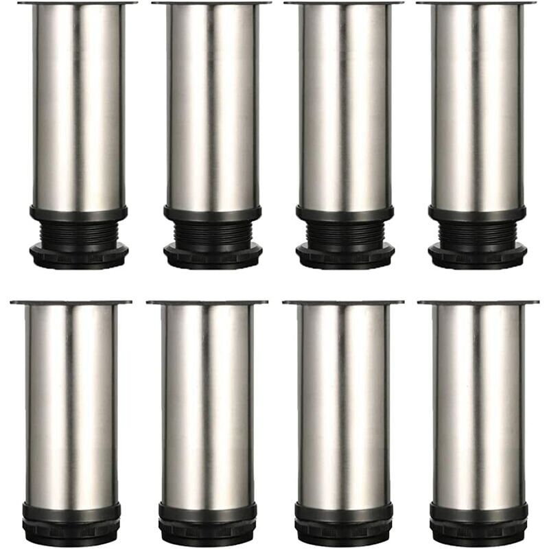 foto del prodotto gambe per mobili 8 piedini regolabili altezza 120 mm gambe per mobili addensate gambe per tavoli gambe per mobili. acciaio inossidabile spazzolato.
