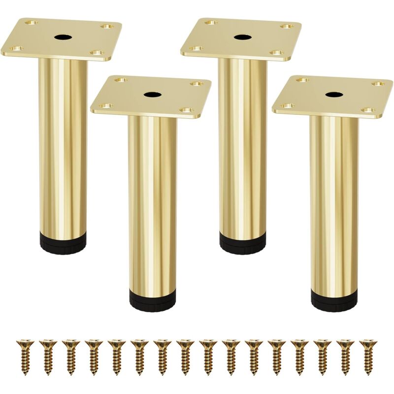 foto del prodotto gambe per mobili dorate da 5 pollici circa 12,7 cm , set di 4 gambe per mobili, piedini in metallo regolabili per cassettiera, mobile, divano,
