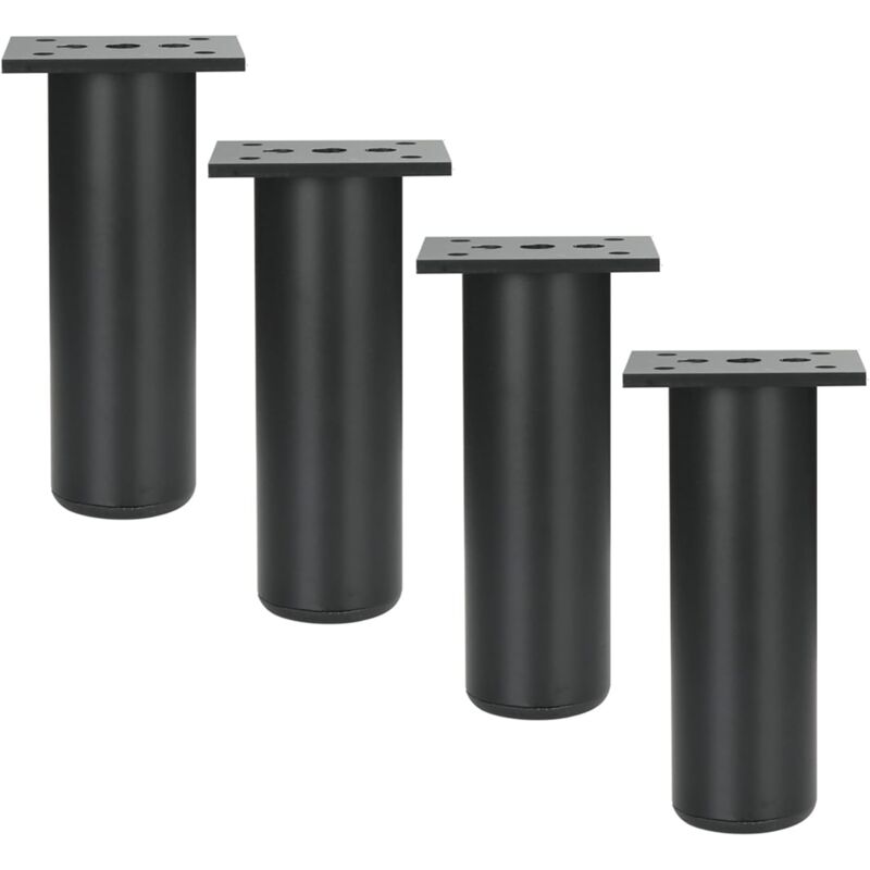 foto del prodotto gambe per mobili in lega di alluminio, piedini per armadi, per cucina, divano, tavolo, metallo, altezza 120 mm, nero, confezione da 4
