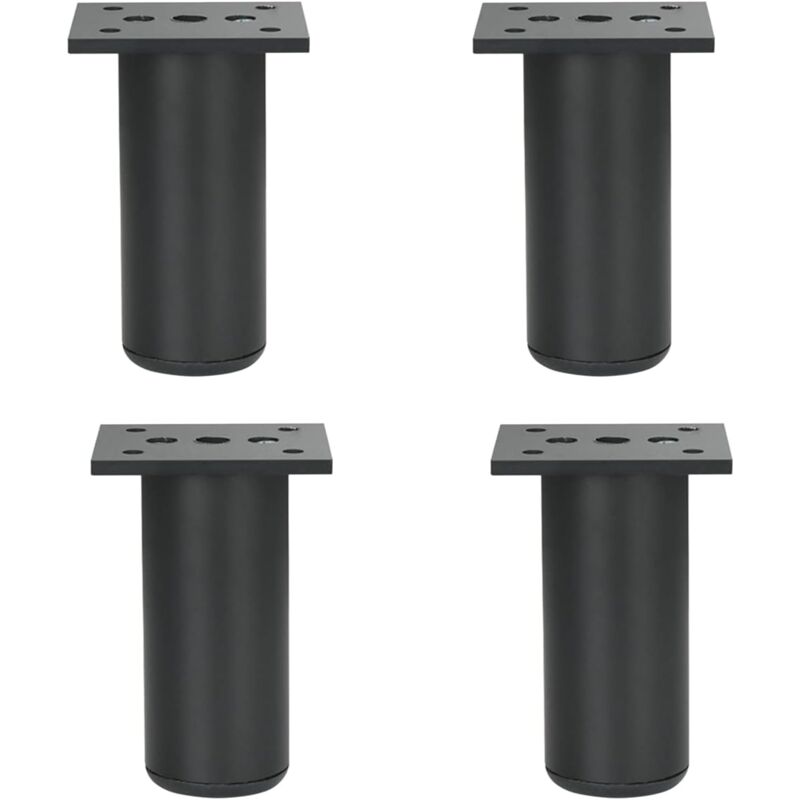 foto del prodotto gambe per mobili in lega di alluminio, piedini per armadi, per cucina, divano, tavolo, metallo, altezza 80 mm, nero, confezione da 4