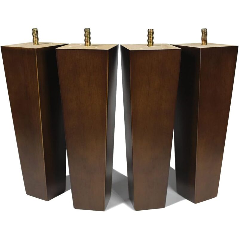foto del prodotto gambe per mobili in legno da 8 pollici circa 20,3 cm , set di 4 gambe di ricambio quadrate marroni per divano reclinabile, tavolino da caff ,