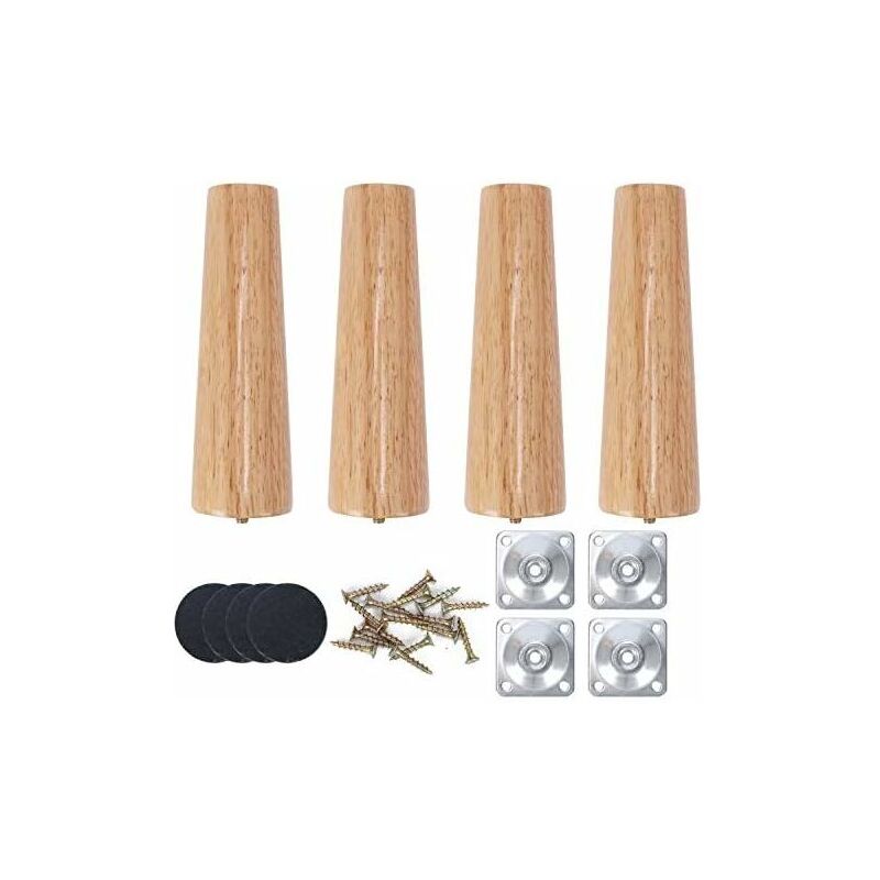 foto del prodotto gambe per mobili in legno dritte da 20 cm, gambe per tavolini da caff in legno, gambe per mobili in legno massello di rovere per divano letto,