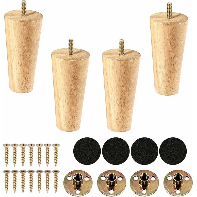 foto del prodotto gambe per mobili in legno, gambe di ricambio per divano da 12 cm, gambe per divano di met secolo per divano, letto, poltrona, mobile, set da 4