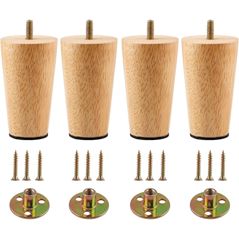 foto del prodotto gambe per mobili in legno massello da 10 cm, gambe per divani in legno, gambe per mobili in legno per divani, pouf, cassettiere e armadietti in stile
