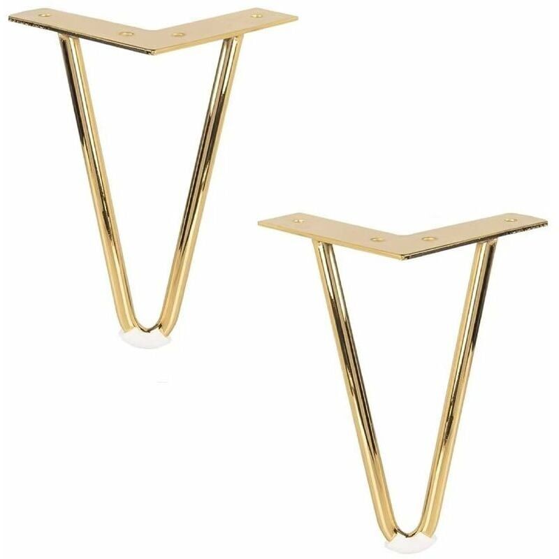 foto del prodotto gambe per mobili in metallo da 10 cm, set di 4 gambe per tavolo a forcina in ferro con viti, gambe di ricambio in metallo per divano, sedia, armadio,