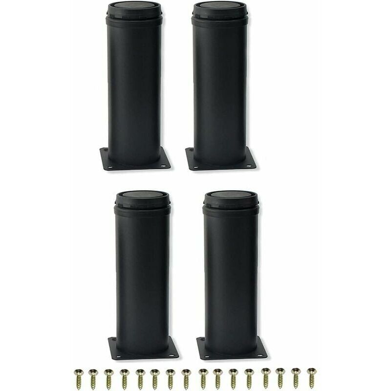 foto del prodotto gambe per mobili in metallo regolabili in acciaio inossidabile nero da 4 pezzi 15 cm per gambe di tavoli per armadietti piedini per divani piedini di