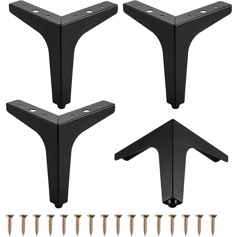 foto del prodotto gambe per mobili, set di 4 gambe triangolari in metallo per mobili, tavoli, divani e poltrone, mobili contenitori, divani, sedie, tavolini, con viti,